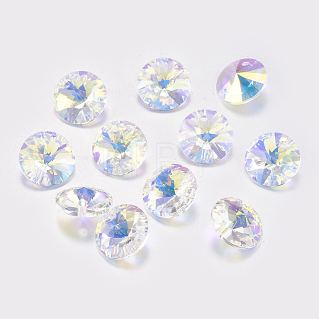 Faceted Glass Rhinestone Charms RGLA-F049-6mm-001AB-1