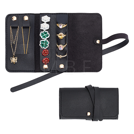 2Pcs PU Leather Jewelry Rolls for Rings Earrings Necklaces AJEW-FG0005-98A-1