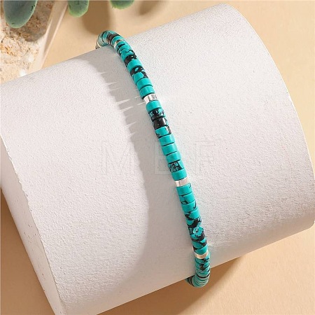 Dyed Synthetic Imperial Jasper Heishi Beaded Braided Bracelets SA4116-5-1
