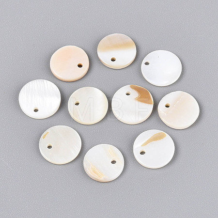 Natural Freshwater Shell Disc Charms BSHE-T014-42B-1