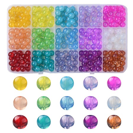 330Pcs 15 Colors Baking Paint Glass Beads Strands DGLA-YW0001-08-1