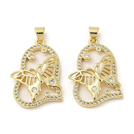 Rack Plating Brass Micro Pave Cubic Zirconia Pendants KK-F869-23G-1