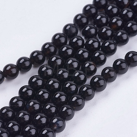 Natural Black Onyx Beads Strands G-H1567-4MM-1