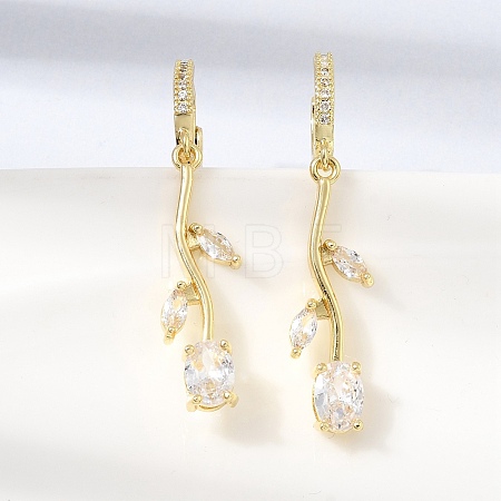 Brass Micro Pave Cubic Zirconia Hoop Earrings CU-CBA108A-14G-02-1