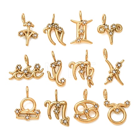 304 Stainless Steel with Crystal Rhinestone Charms RB-CBA5270-12G-1