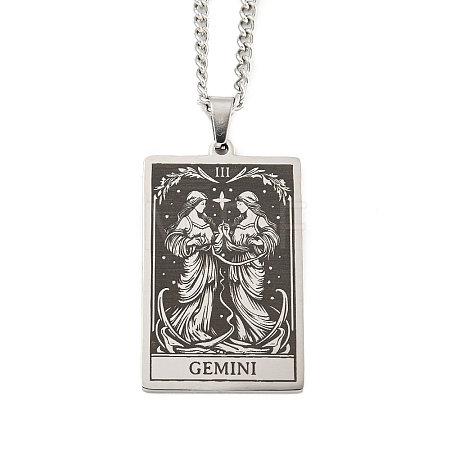 Non-Tarnish 304 Stainless Steel Tarot Pendant Necklaces NJEW-A026-01P-03-1