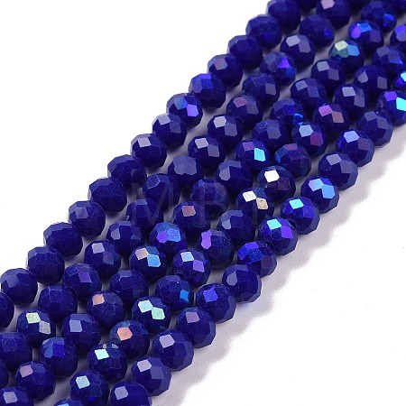 Electroplate Opaque Solid Color Glass Beads Strands X1-EGLA-A034-P8mm-L12-1