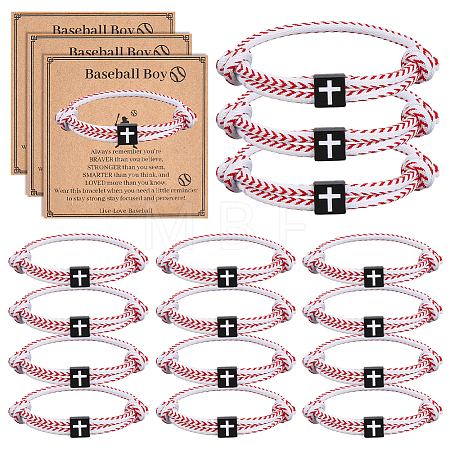 Alloy & Polyester Cord Bracelets for Women Men BJEW-WH0041-54-1
