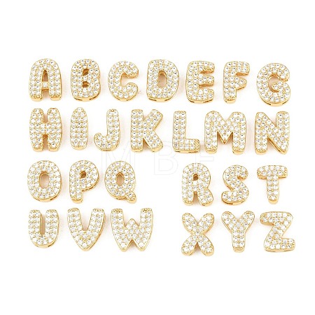 Brass Micro Pave Cubic Zirconia Beads KK-C170-35G-1