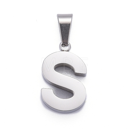 Non-Tarnish 304 Stainless Steel Letter Pendants LS-STAS-H127-S-P-1