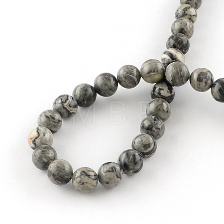 Natural Map Stone/Picasso Stone/Picasso Jasper Beads Strands X-G-S188-6mm-1