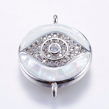 Brass Micro Pave Cubic Zirconia Links ZIRC-F077-11P-1
