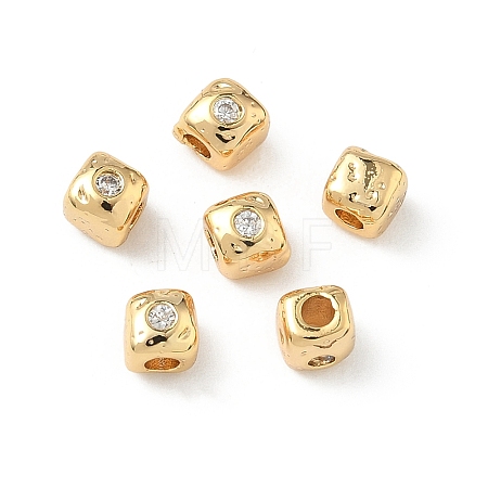 Brass Micro Pave Cubic Zirconia Beads KK-Z136-53G-1