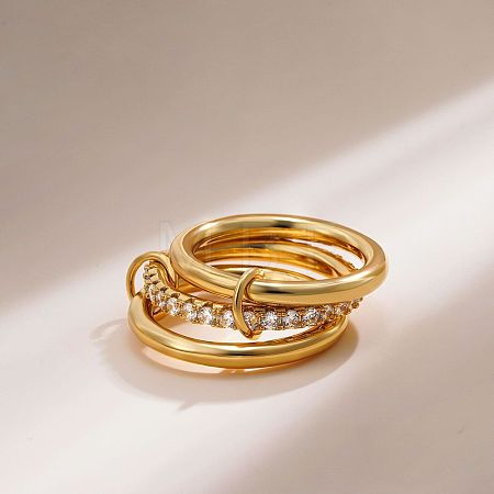 Brass Micro Pave Cubic Zirconia Finger Rings FS-WG6545E-23-1