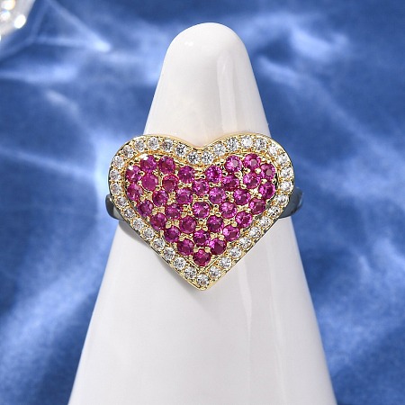 Brass Micro Pave Cubic Zirconia Cuff Open Rings RJEW-F204-07B-G03-1