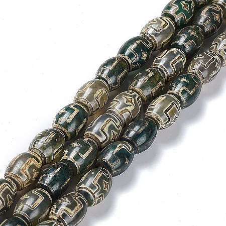 Tibetan Style dZi Beads Strands TDZI-E005-01P-1