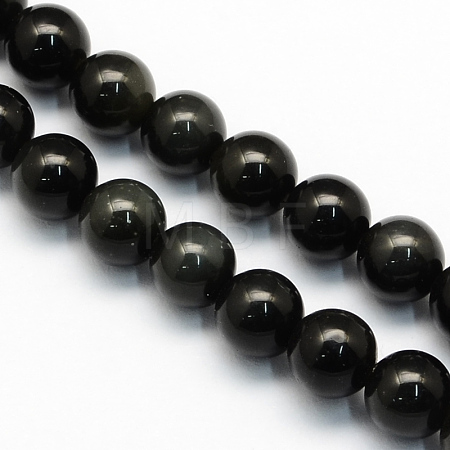 Natural Obsidian Round Beads Strands G-S156-12mm-1