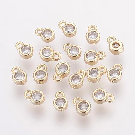 Brass Cubic Zirconia Charms ZIRC-P068-01G-1