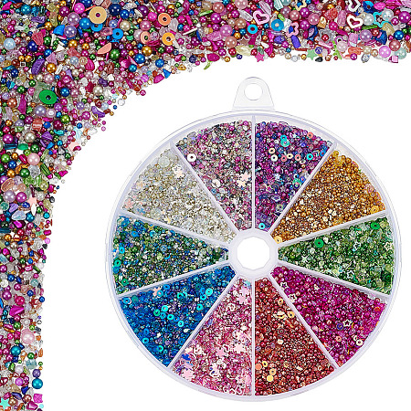 10 Sets 10 Colors Glass DIY Nail Art Decoration Mini Glass Beads GLAA-PH0004-30-1