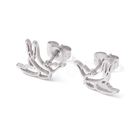 Non-Tarnish Swallow Shape 304 Stainless Steel Stud Earrings for Women EJEW-Z017-12P-1
