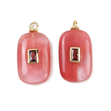 Cherry Quartz Glass Pendants KK-B157-43G-03-1