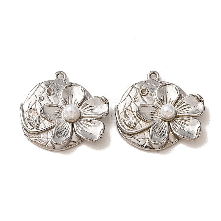 304 Stainless Steel with Crystal Rhinestone & ABS Plastic Imitation Pearl Pendants RB-CBAB7FA-01P-1