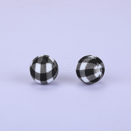Printed Round Silicone Focal Beads SI-JX0056A-42-1