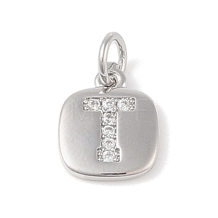 Rack Plating Brass Micro Pave CLear Cubic Zirconia Charms KK-E110-14P-T-1
