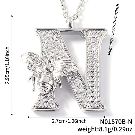Brass Micro Pave Clear Cubic Zirconia Pendant Necklaces FS-WG7BC7F-11-1