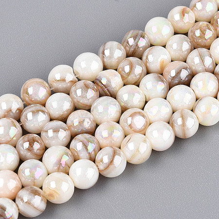 AB Color Natural Freshwater Shell Beads Strands X-BSHE-T014-40B-1