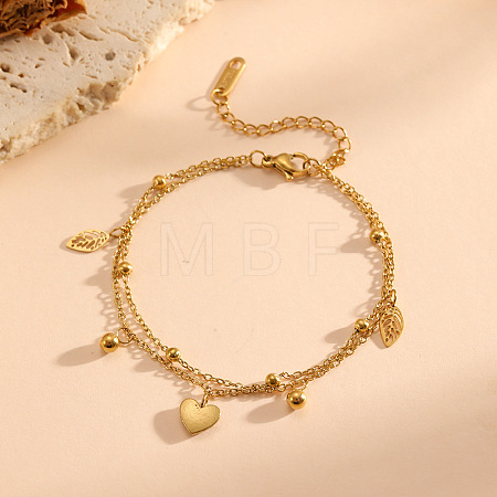 304 Stainless Steel Geometric 2-Strand Bracelets for Women WGC157B-05-1