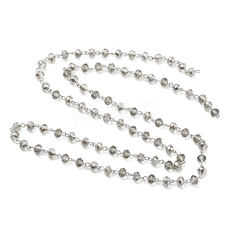 Handmade Rondelle Glass Beads Chains for Necklaces Bracelets Making AJEW-JB00120-06-1