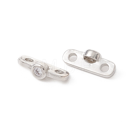 Rack Plating Brass Pave Clear Cubic Zirconia Connector Charms KK-G433-04P-1