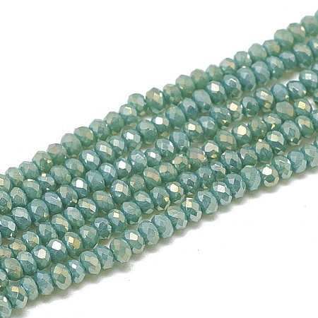 Electroplate Opaque Solid Color Glass Beads Strands EGLA-Q112-B13-1