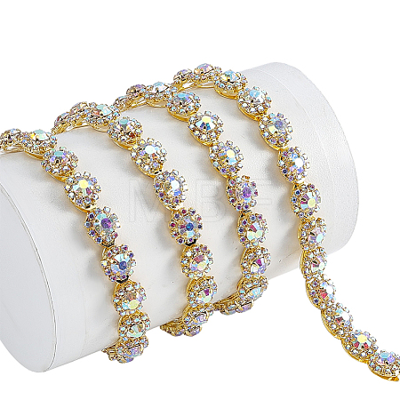 1Yard Floral Alloy & Rhinestone Hotfix Resin Rhinestone AJEW-HY0003-61-1