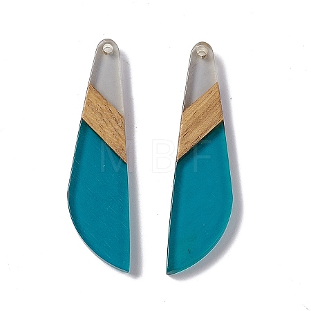 Transparent Resin & Walnut Wood Big Pendants RESI-M027-07K-1