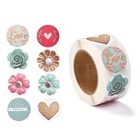 3D Flower & Heart Pattern Roll Stickers X-DIY-B031-05-1