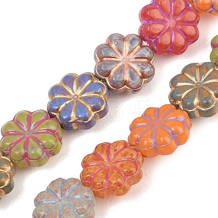Painted Glass Beads Strands GLAA-F133-07B-1