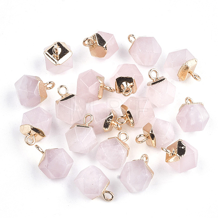 Electroplate Natural Rose Quartz Charms X-G-S344-08H-1