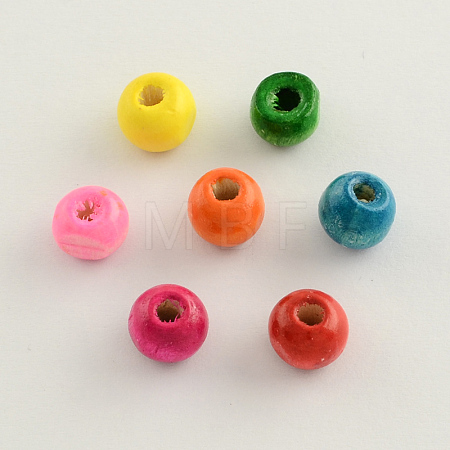 Dyed Natural Wood Beads WOOD-Q006-14mm-M-LF-1