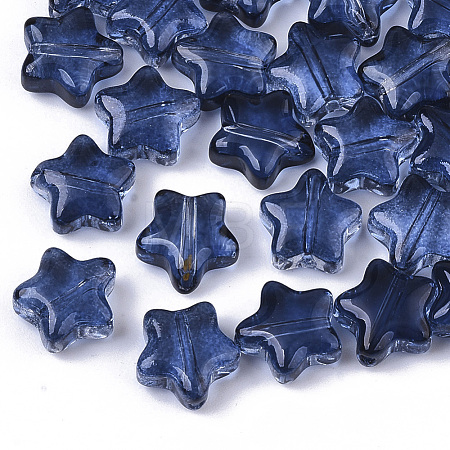 Transparent Spray Painted Glass Beads GLAA-N035-01-E02-1