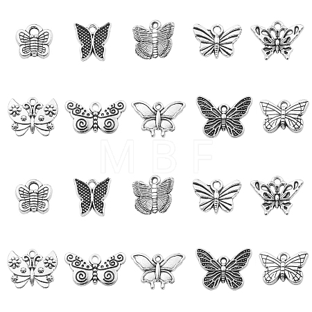 100Pcs 10 Styles Tibetan Style Zinc Alloy Pendants TIBEP-CJ0002-91-1