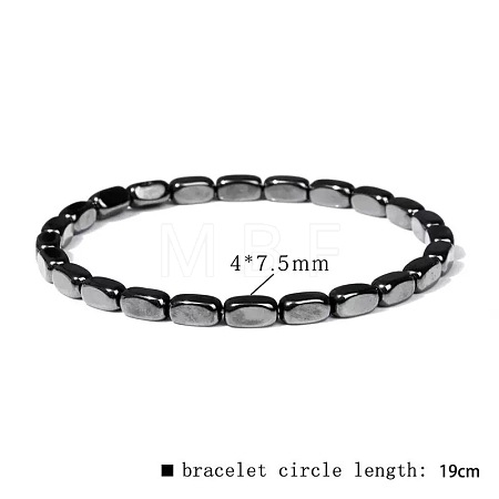 Synthetic Non-magnetic Hematite Beads Stretch Bracelets for Men RL7655-8-1
