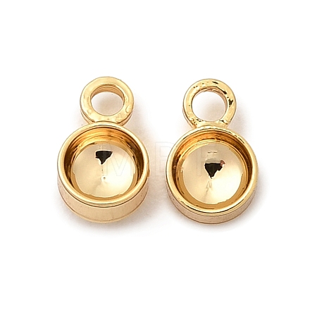 Flat Round Brass Rhinestone Pendant Settings KK-P340-05G-1