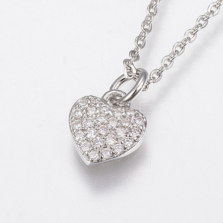 Brass Cubic Zirconia Pendant Necklaces NJEW-H479-04P-1