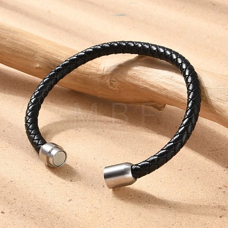 Man's Braided Leather Cord Bracelets BJEW-JB04255-02-1