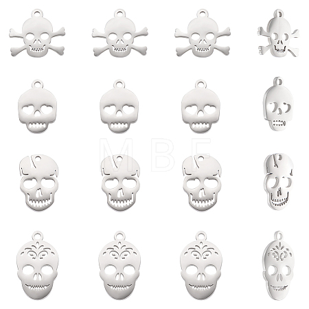 16Pcs 4 Styles 201 & 304 Stainless Steel Charms STAS-UN0060-22-1