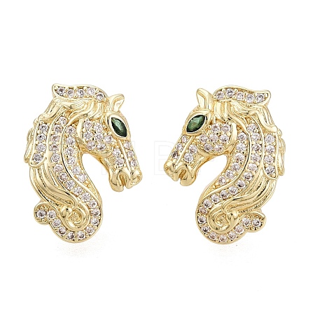 Brass Micro Pave Cubic Zirconia Stud Earrings EJEW-Q033-01G-1