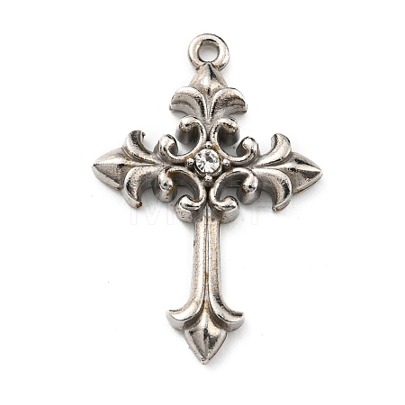 304 Stainless Steel with Rhinestone Pendants STAS-G310-36P-1