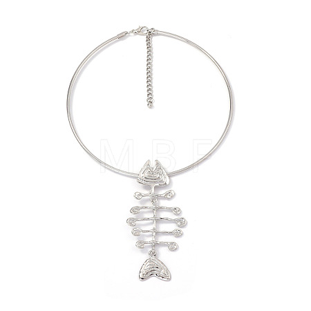 Ocean Zinc Alloy Fishbone Shape Pendant Necklaces for Women WG08D18-02-1